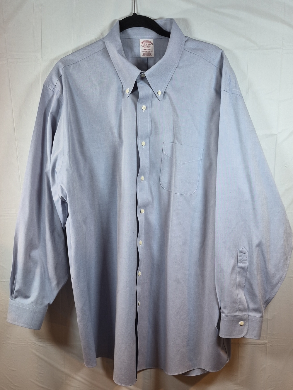 Brooks Brothers Pale Blue Oxford Button-Down Dress Shirt - Men's Size 18.5 - 35